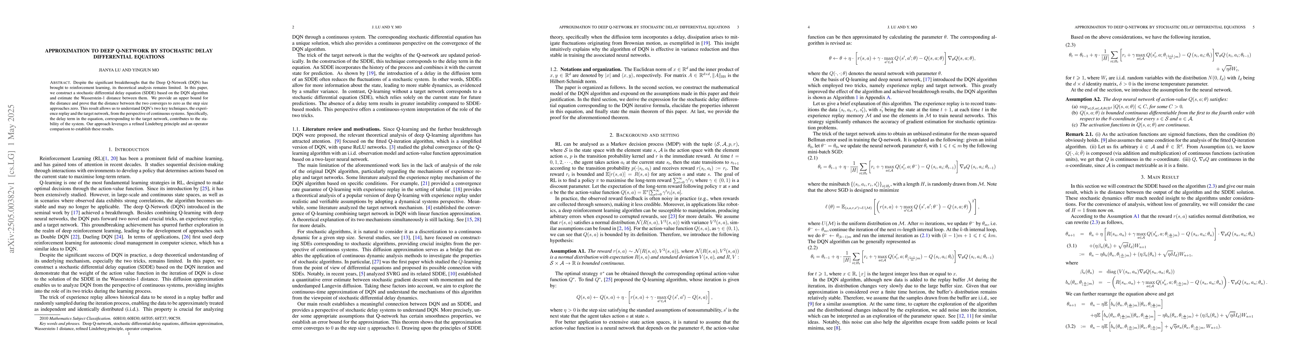 Thumbnail for Approximation to Deep Q-Network by Stochastic Delay Differential
  Equations