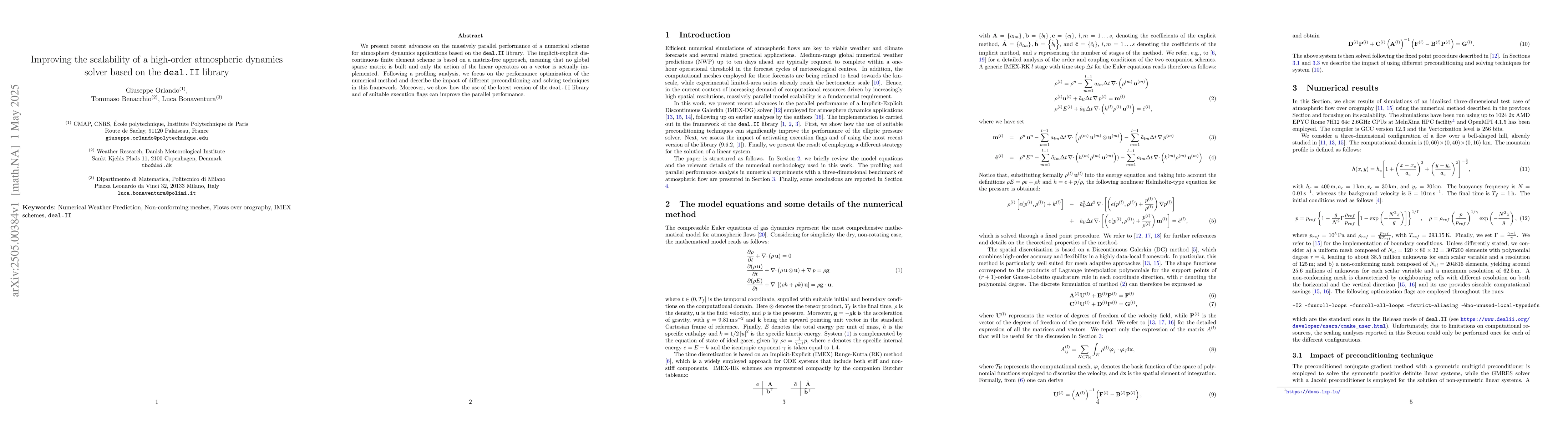 Thumbnail for Improving the scalability of a high-order atmospheric dynamics solver
  based on the deal.II library