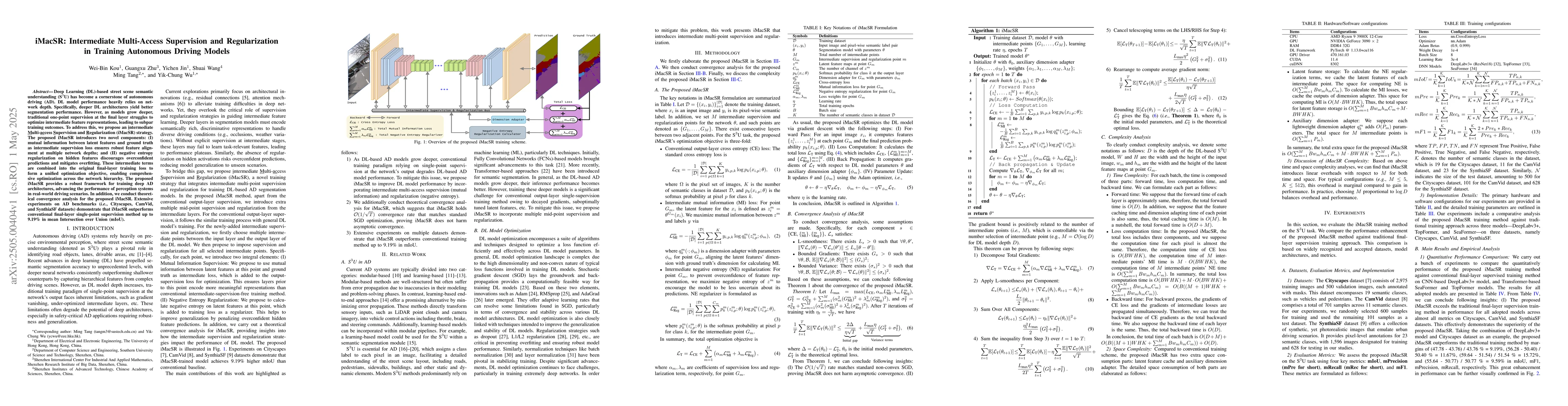 Thumbnail for iMacSR: Intermediate Multi-Access Supervision and Regularization in
  Training Autonomous Driving Models