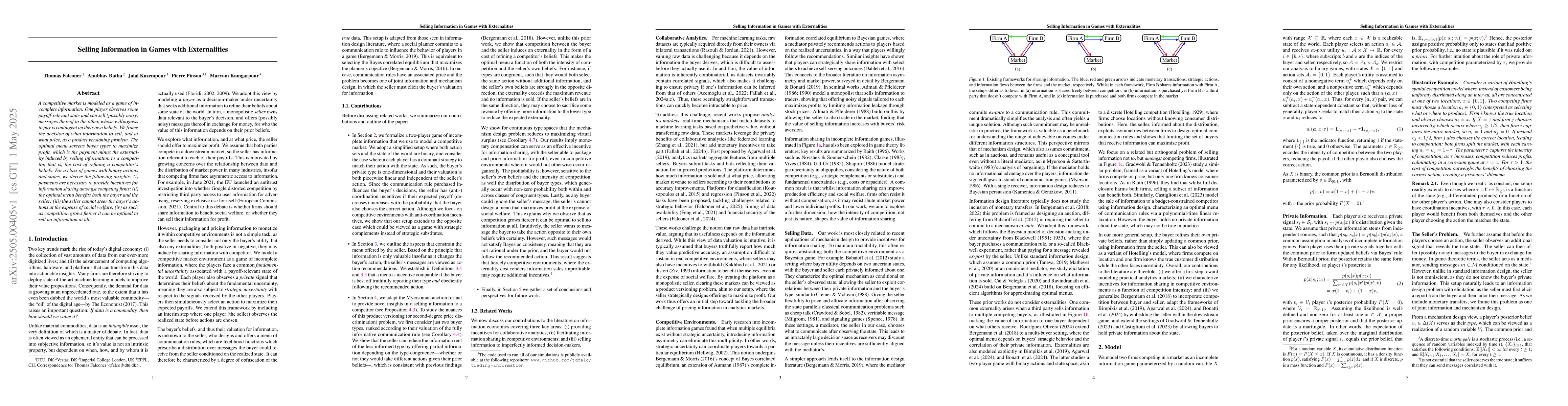 Thumbnail for Selling Information in Games with Externalities