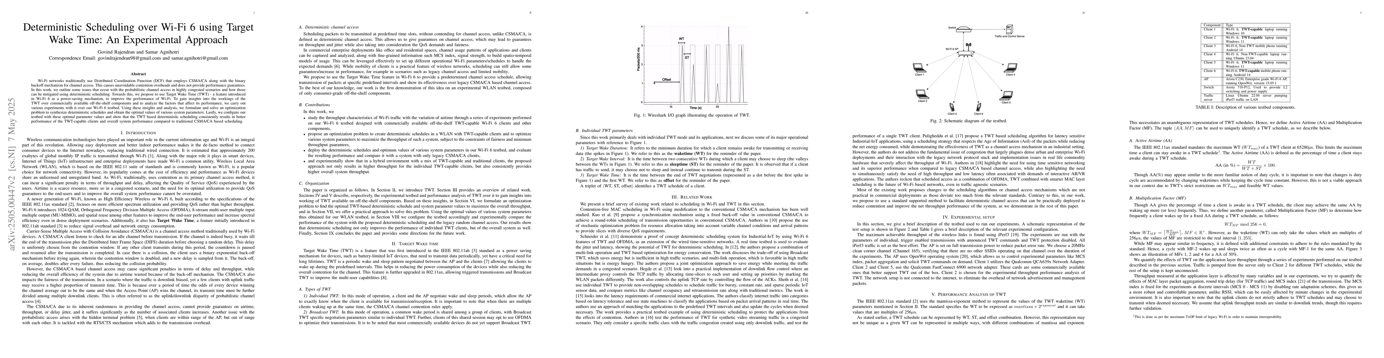 Thumbnail for Deterministic Scheduling over Wi-Fi 6 using Target Wake Time: An
  Experimental Approach