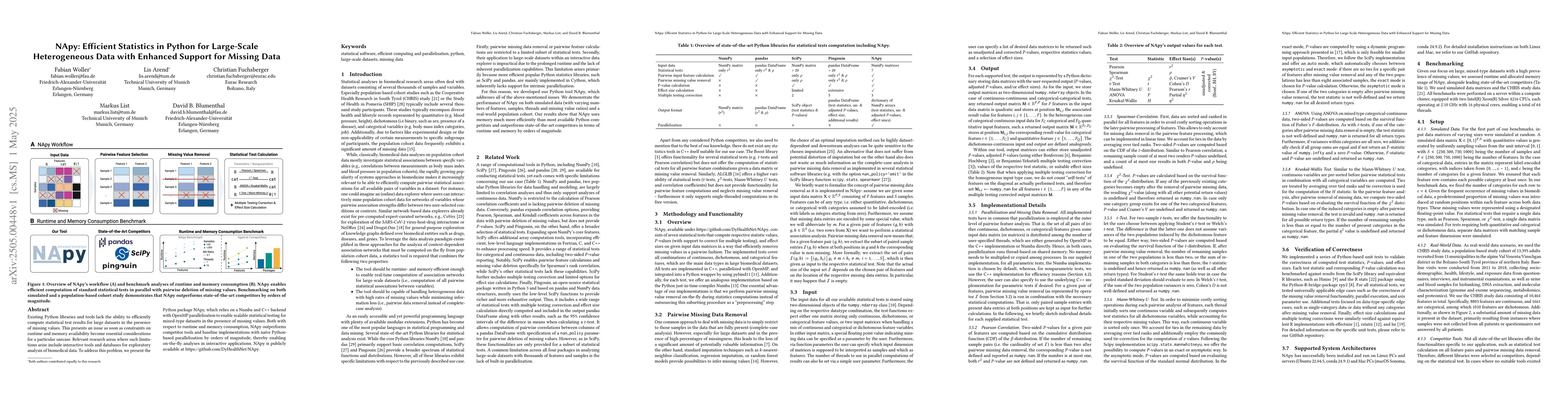 Thumbnail for NApy: Efficient Statistics in Python for Large-Scale Heterogeneous Data
  with Enhanced Support for Missing Data