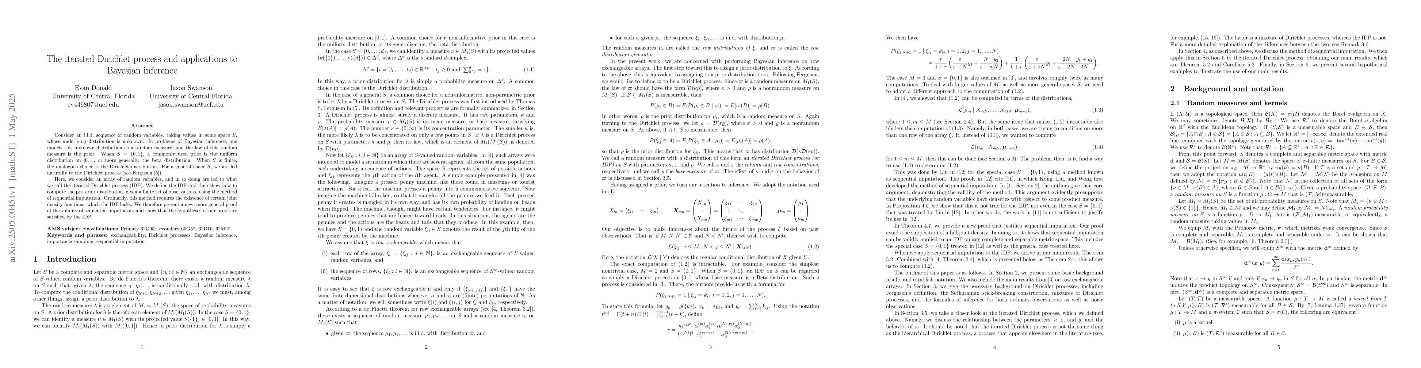 Thumbnail for The iterated Dirichlet process and applications to Bayesian inference