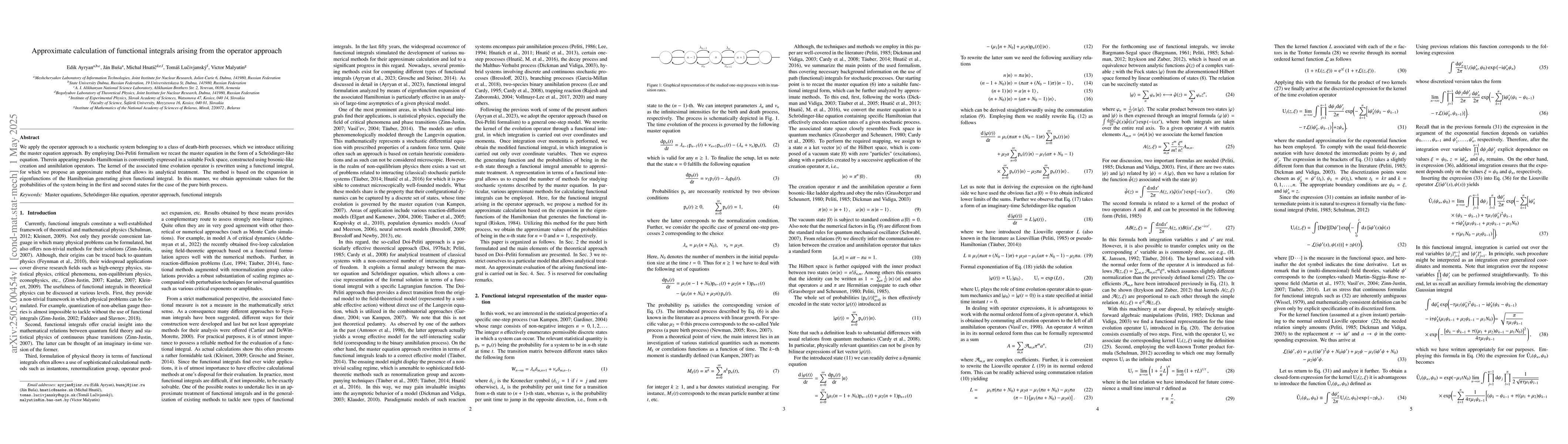 Thumbnail for Approximate calculation of functional integrals arising from the
  operator approach