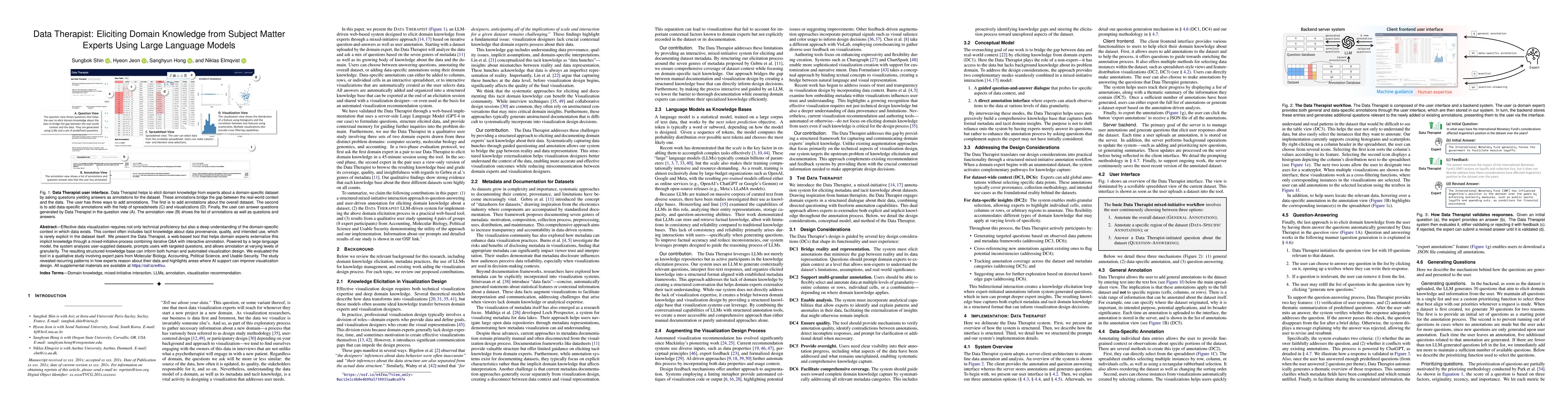 Thumbnail for Data Therapist: Eliciting Domain Knowledge from Subject Matter Experts
  Using Large Language Models