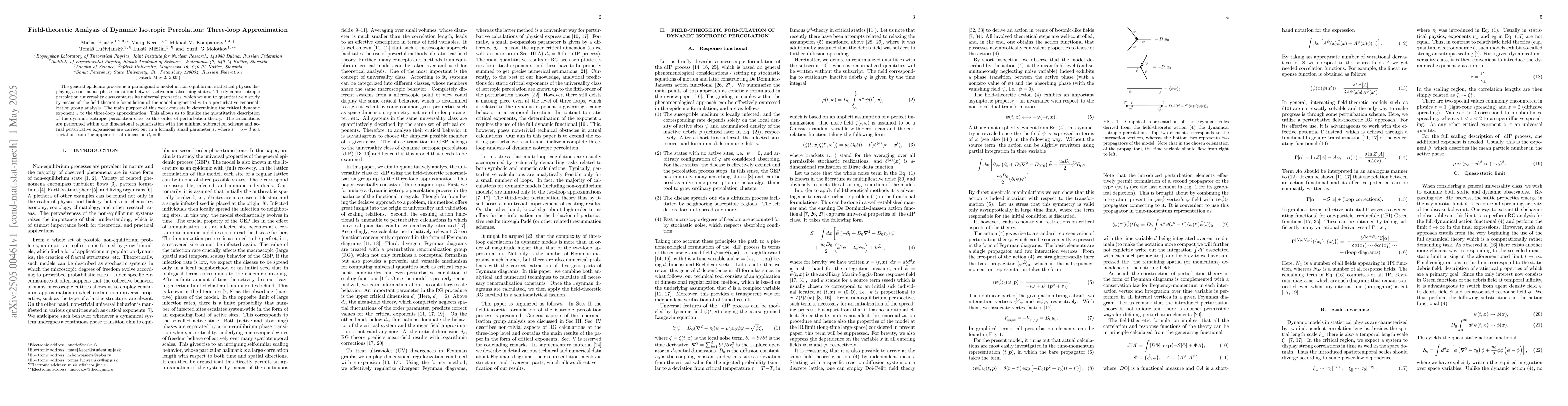 Thumbnail for Field-theoretic Analysis of Dynamic Isotropic Percolation: Three-loop
  Approximation