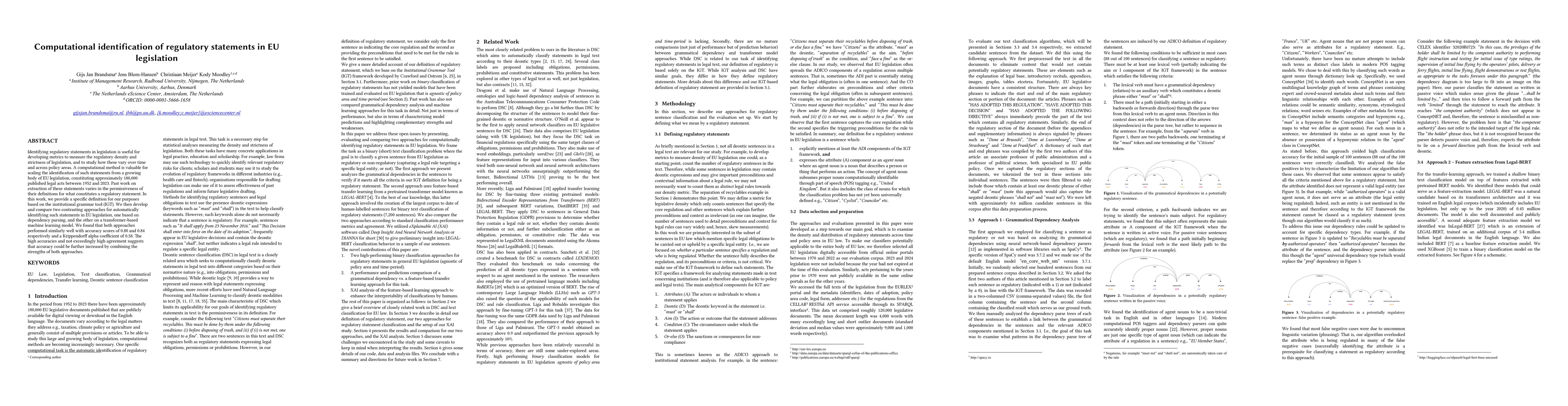 Thumbnail for Computational Identification of Regulatory Statements in EU Legislation