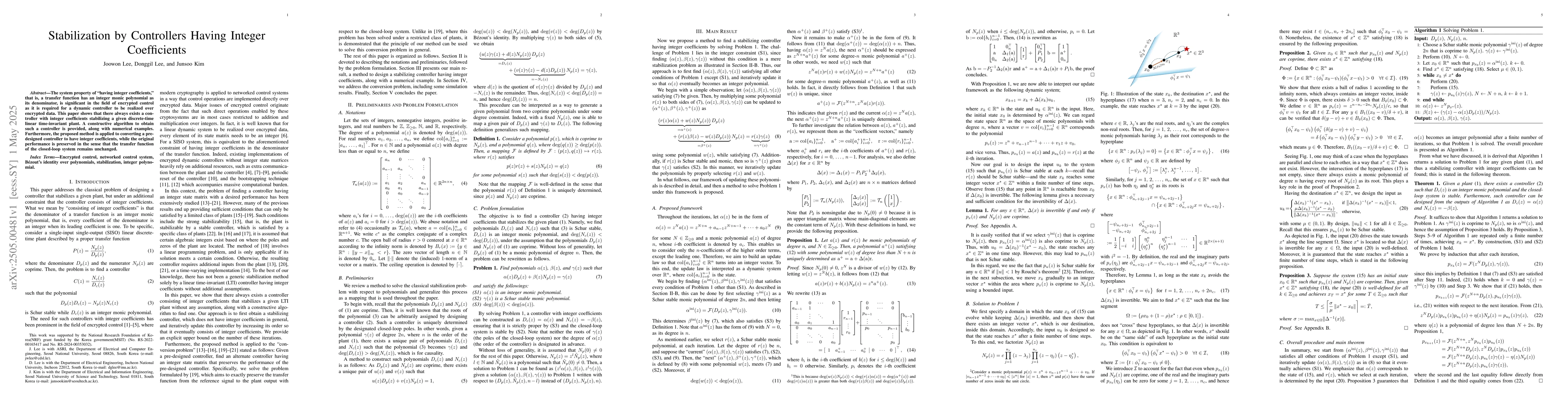 Thumbnail for Stabilization by Controllers Having Integer Coefficients