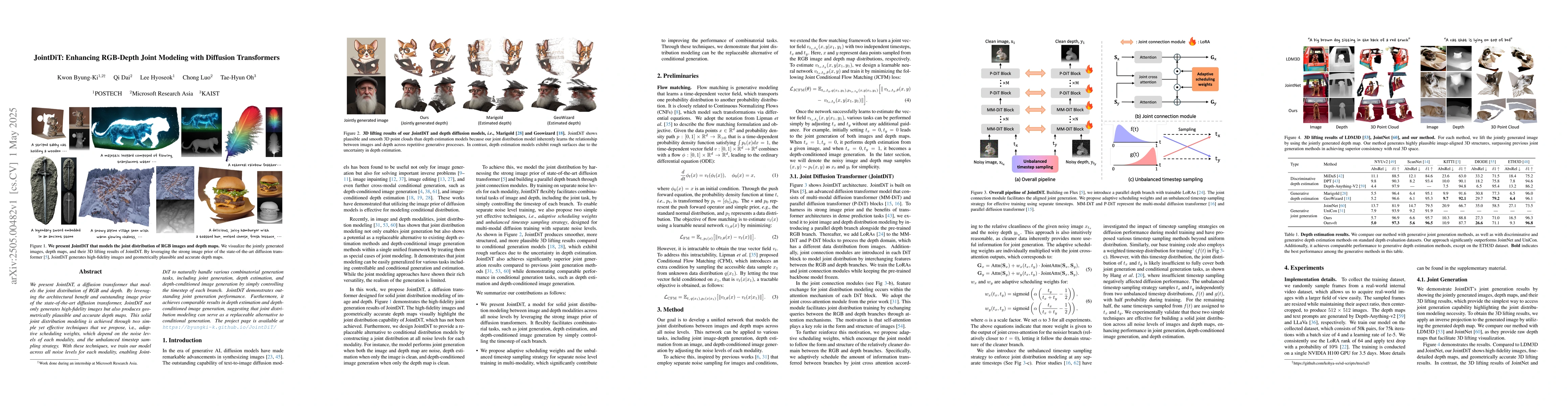 Thumbnail for JointDiT: Enhancing RGB-Depth Joint Modeling with Diffusion Transformers