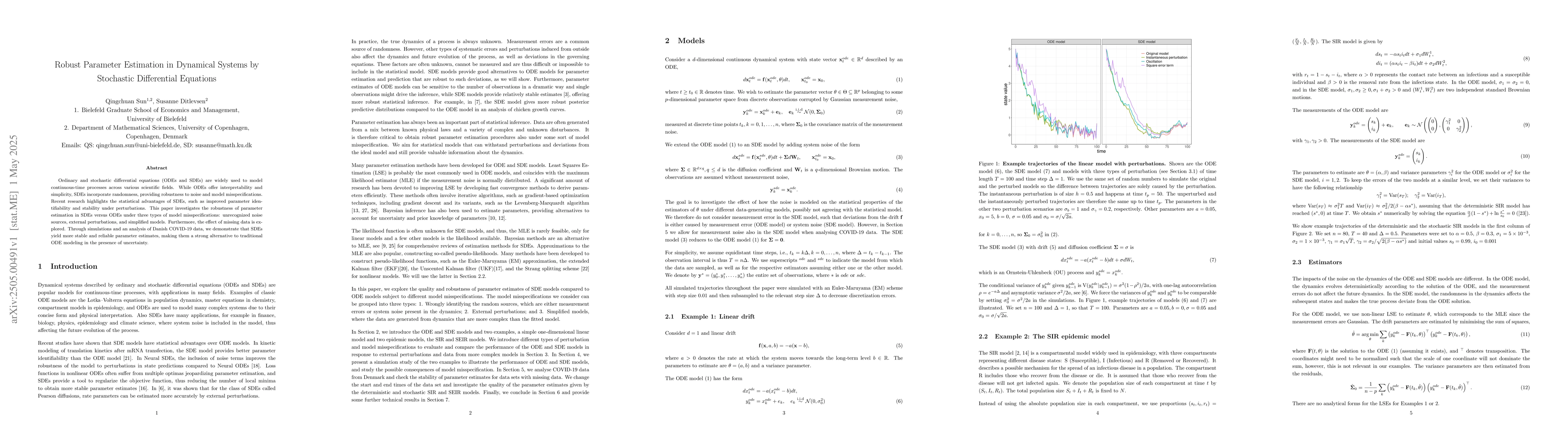Thumbnail for Robust Parameter Estimation in Dynamical Systems by Stochastic
  Differential Equations