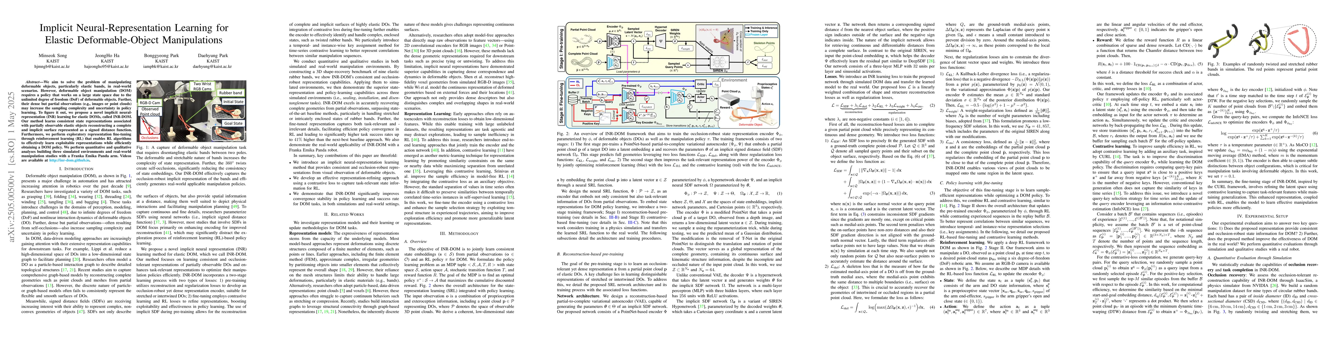 Thumbnail for Implicit Neural-Representation Learning for Elastic Deformable-Object
  Manipulations