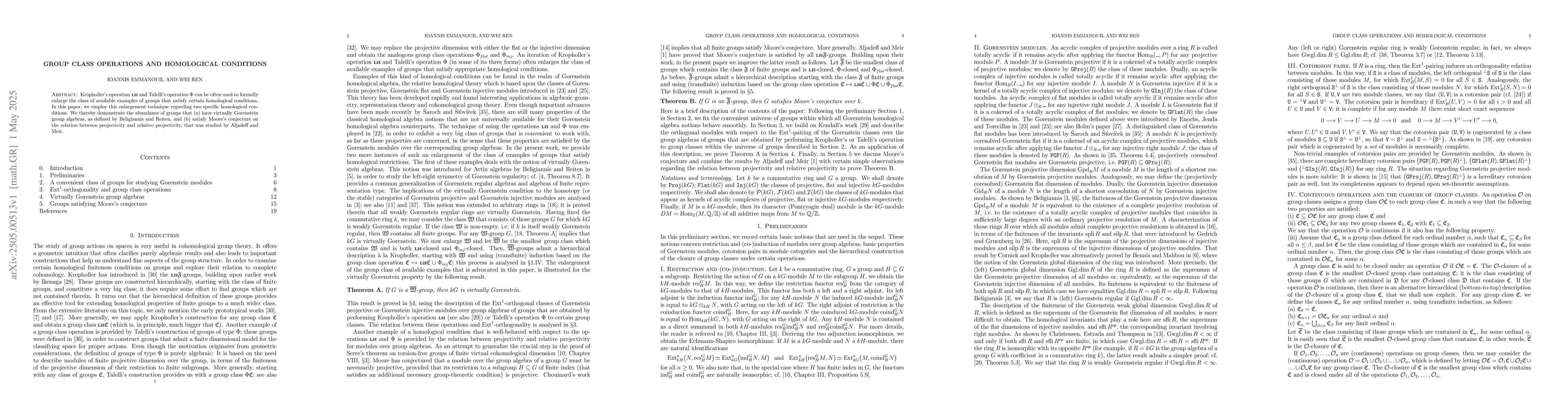 Thumbnail for Group class operations and homological conditions