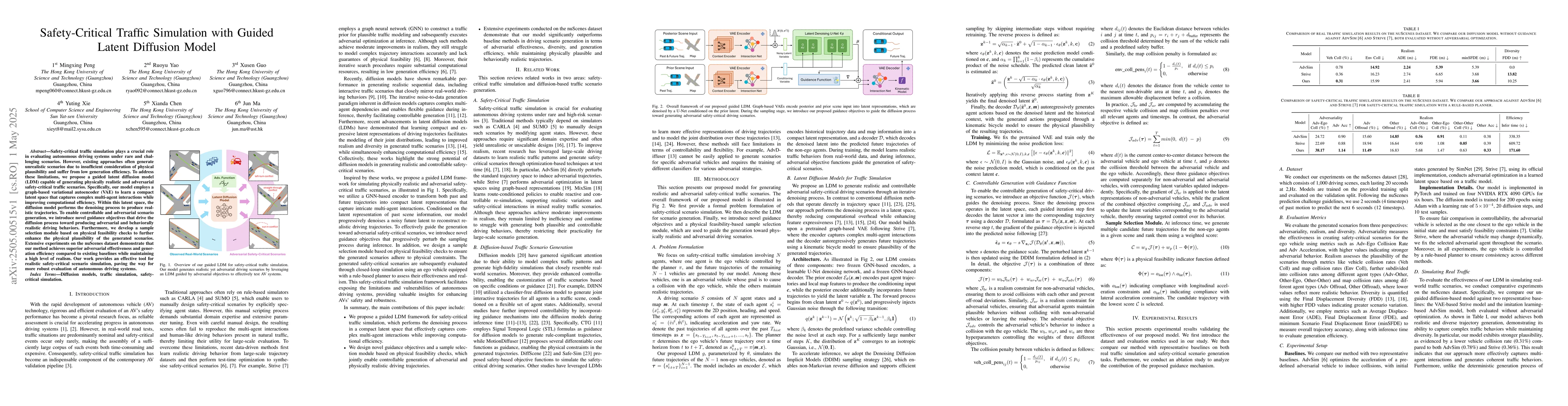 Thumbnail for Safety-Critical Traffic Simulation with Guided Latent Diffusion Model