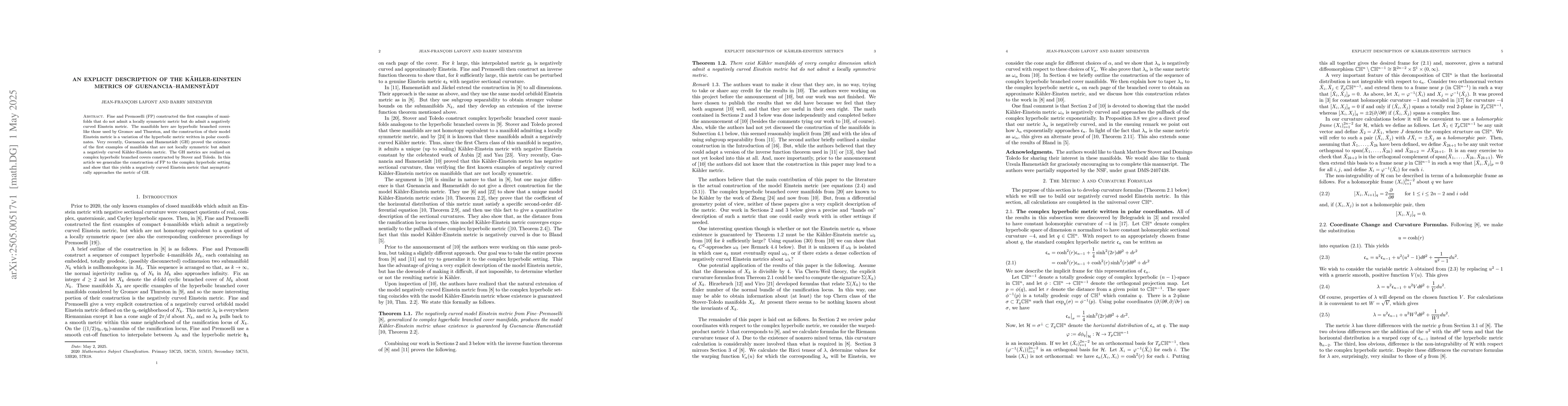 Thumbnail for An explicit description of the Kähler-Einstein metrics of
  Guenancia-Hamenstädt