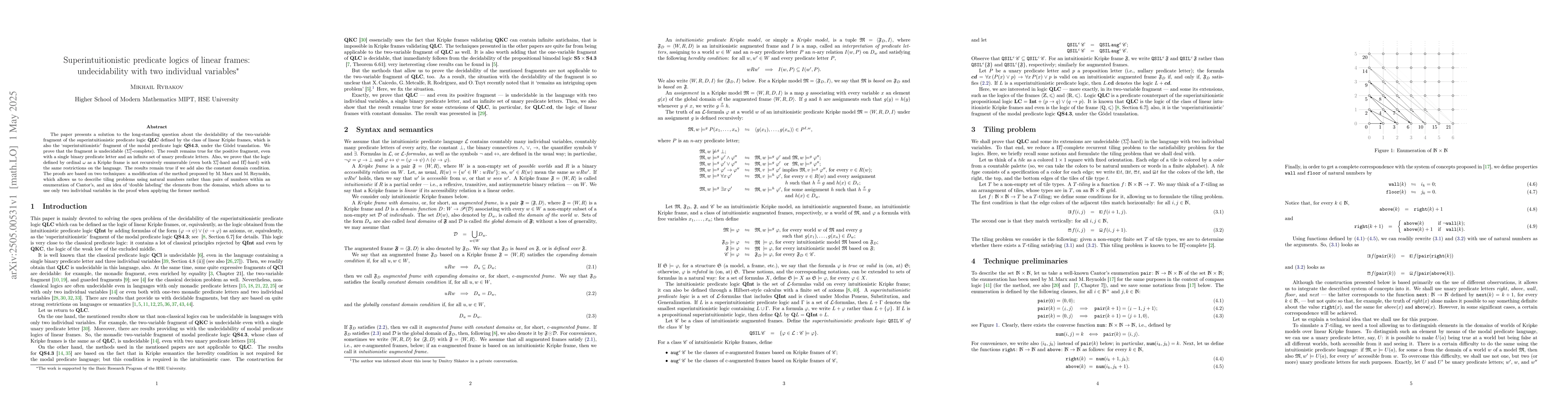 Thumbnail for Superintuitionistic predicate logics of linear frames: undecidability
  with two individual variables