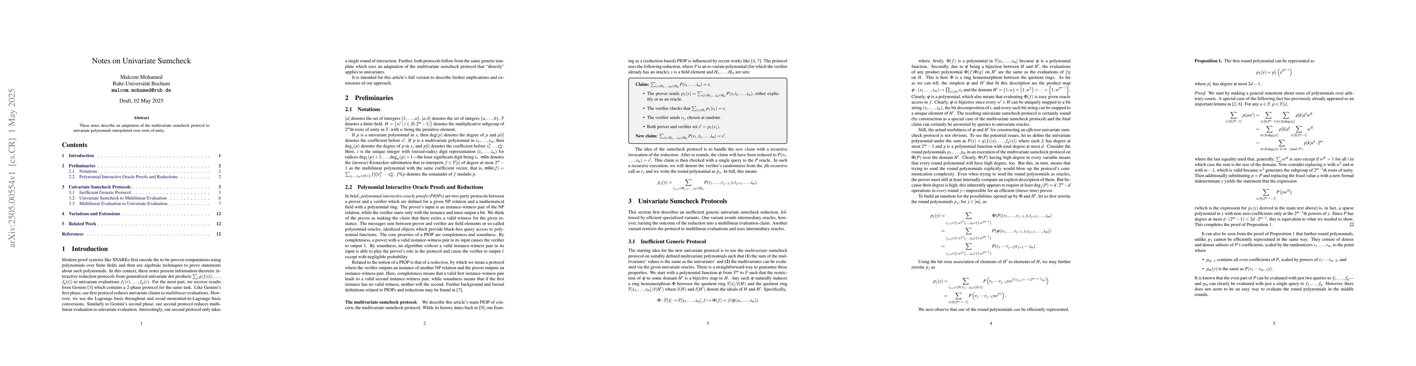 Thumbnail for Notes on Univariate Sumcheck