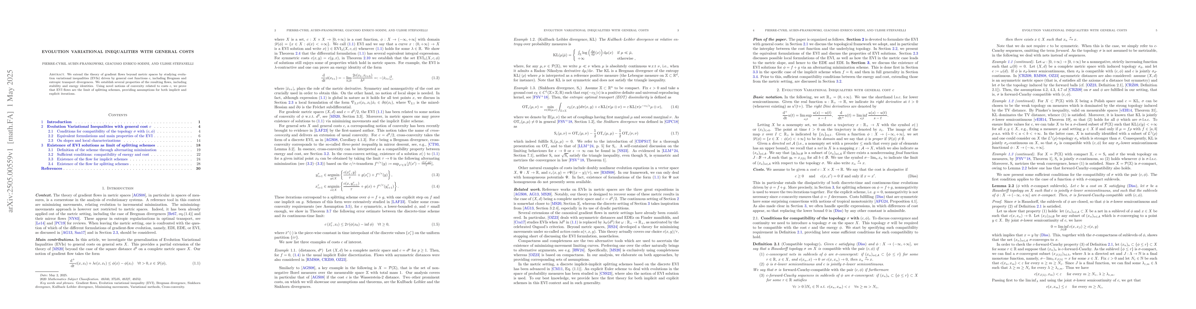 Thumbnail for Evolution variational inequalities with general costs