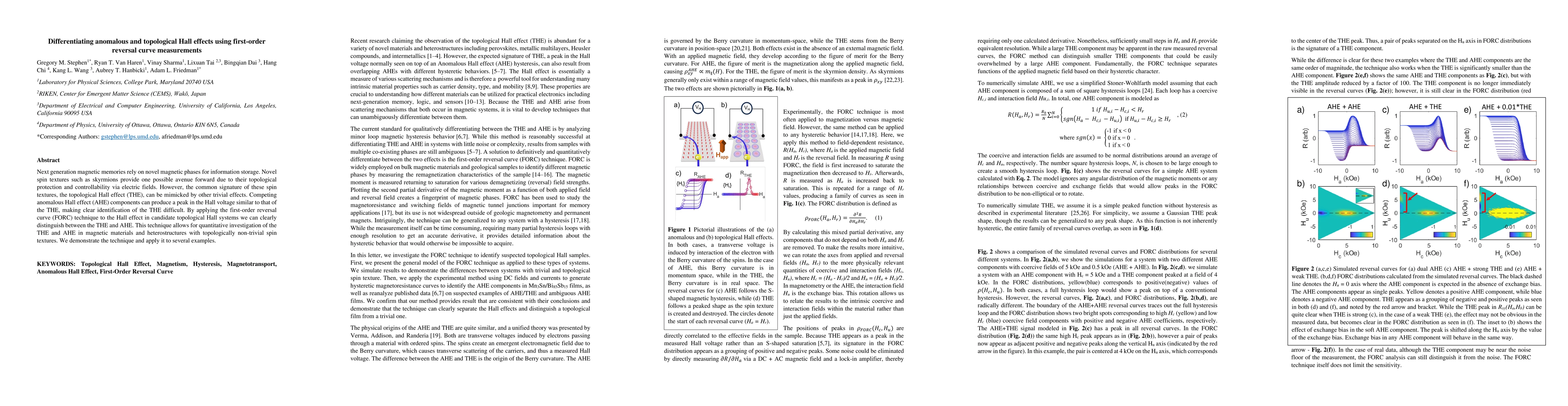 Thumbnail for Differentiating anomalous and topological Hall effects using first-order
  reversal curve measurements