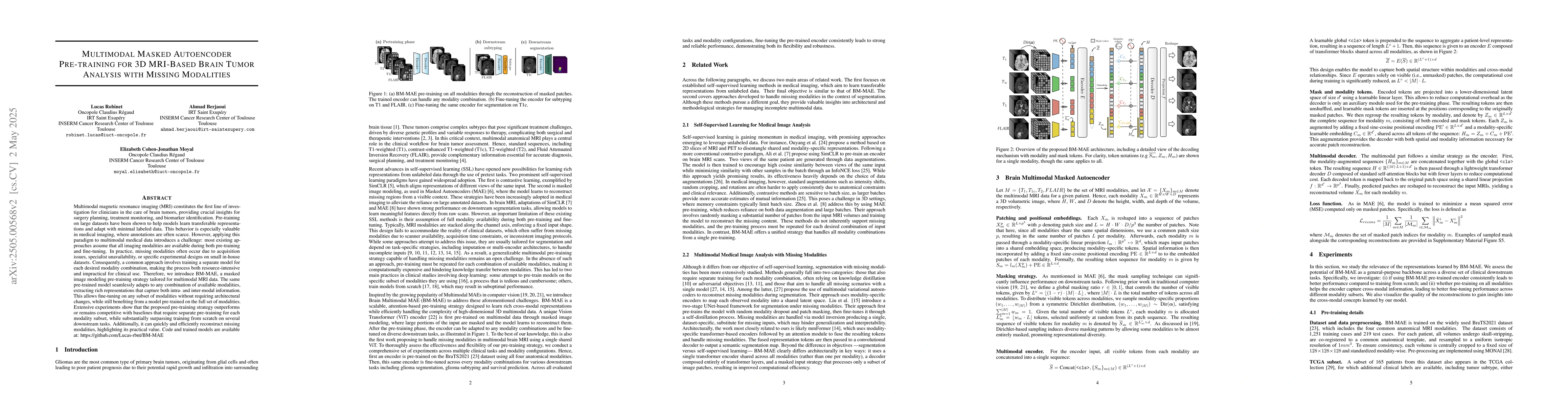 Thumbnail for Multimodal Masked Autoencoder Pre-training for 3D MRI-Based Brain Tumor
  Analysis with Missing Modalities