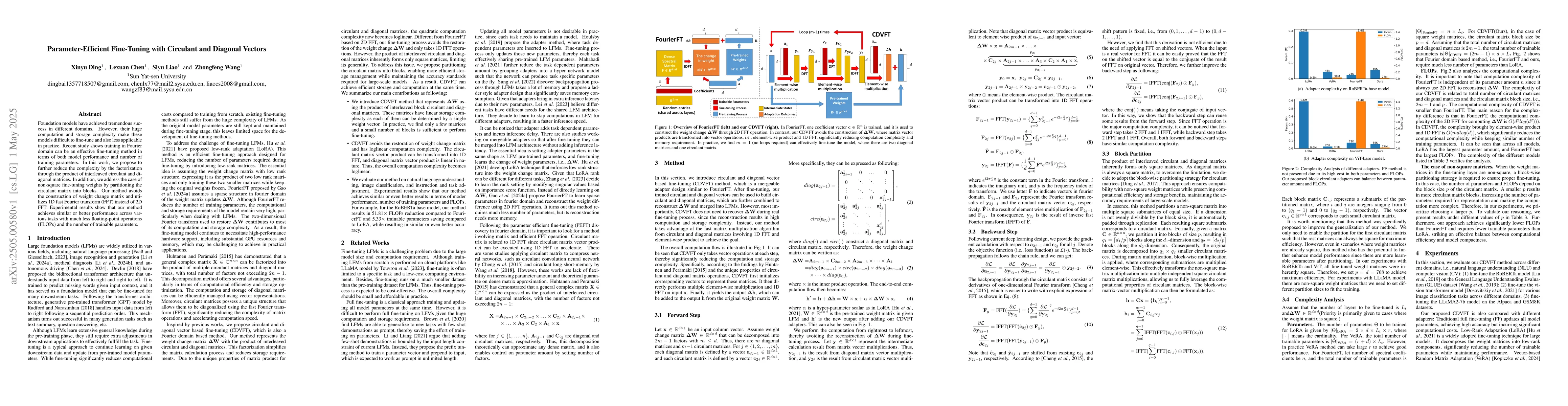 Thumbnail for Parameter-Efficient Fine-Tuning with Circulant and Diagonal Vectors