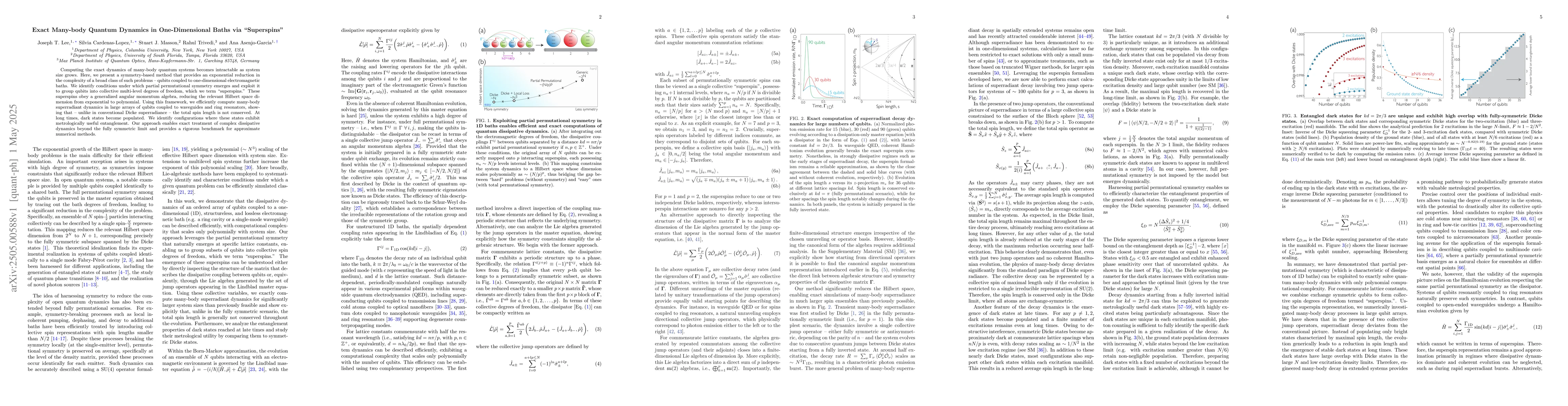 Thumbnail for Exact Many-body Quantum Dynamics in One-Dimensional Baths via
  "Superspins"