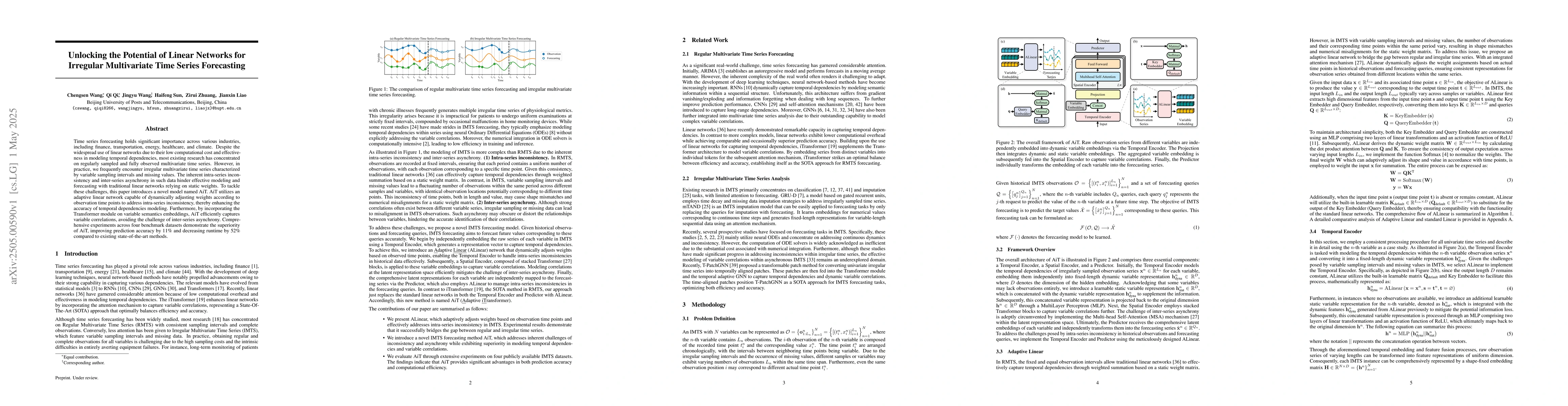 Thumbnail for Unlocking the Potential of Linear Networks for Irregular Multivariate
  Time Series Forecasting