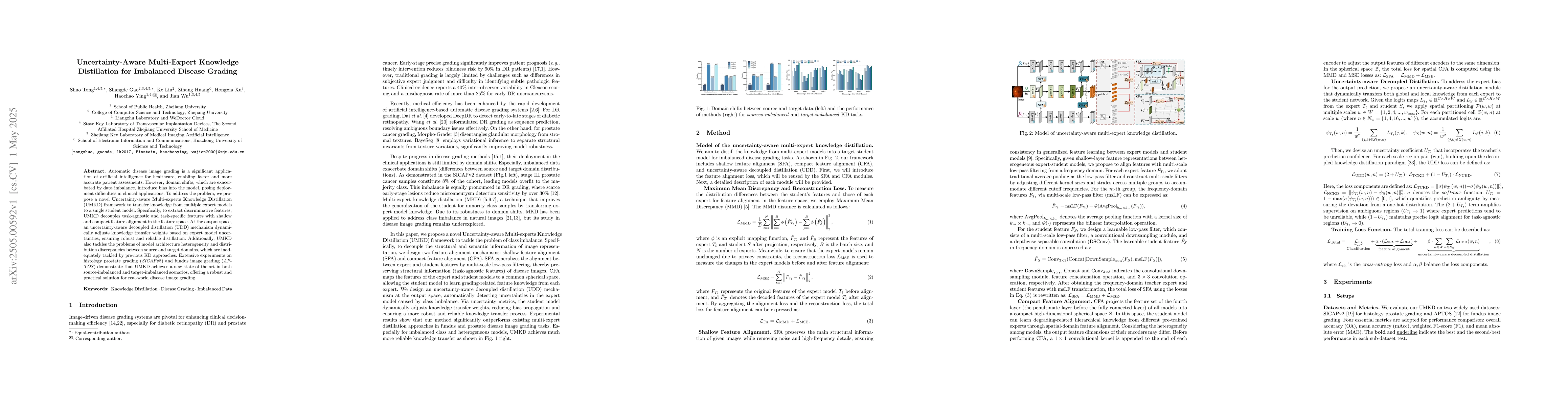 Thumbnail for Uncertainty-Aware Multi-Expert Knowledge Distillation for Imbalanced
  Disease Grading