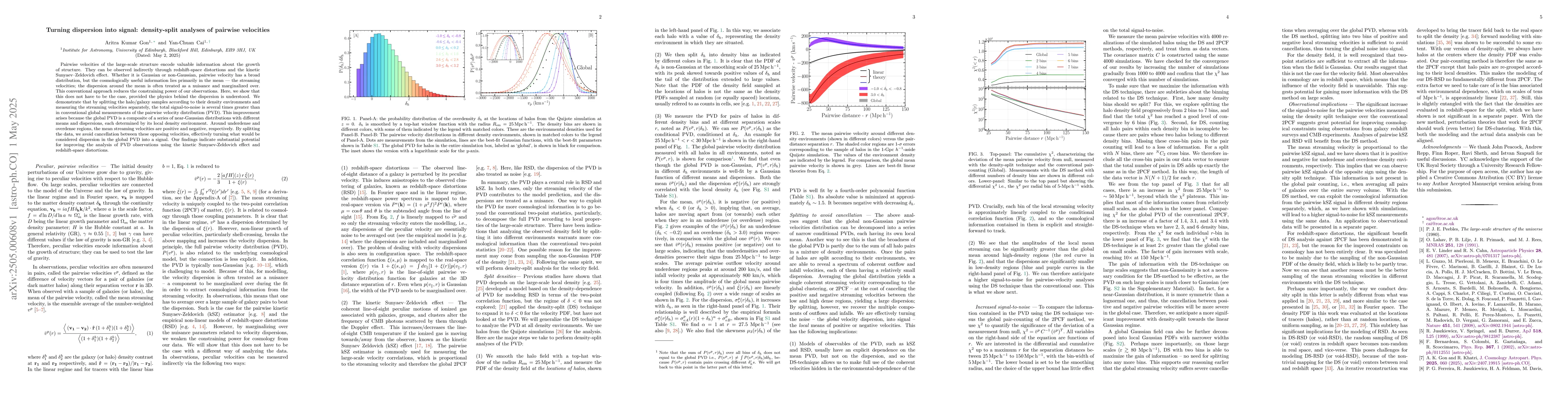 Thumbnail for Turning dispersion into signal: density-split analyses of pairwise
  velocities