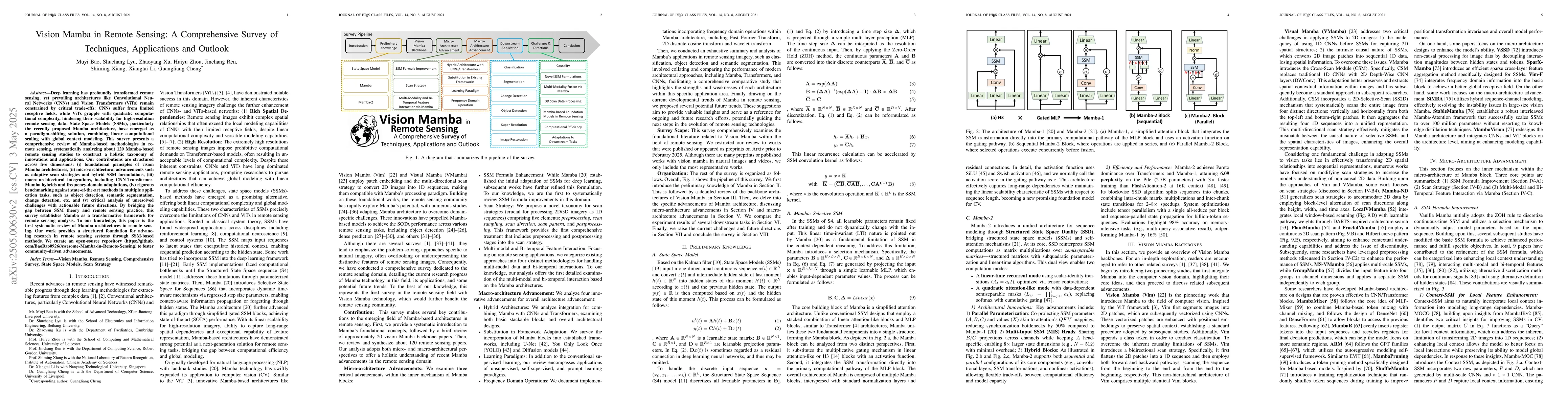 Thumbnail for Vision Mamba in Remote Sensing: A Comprehensive Survey of Techniques,
  Applications and Outlook