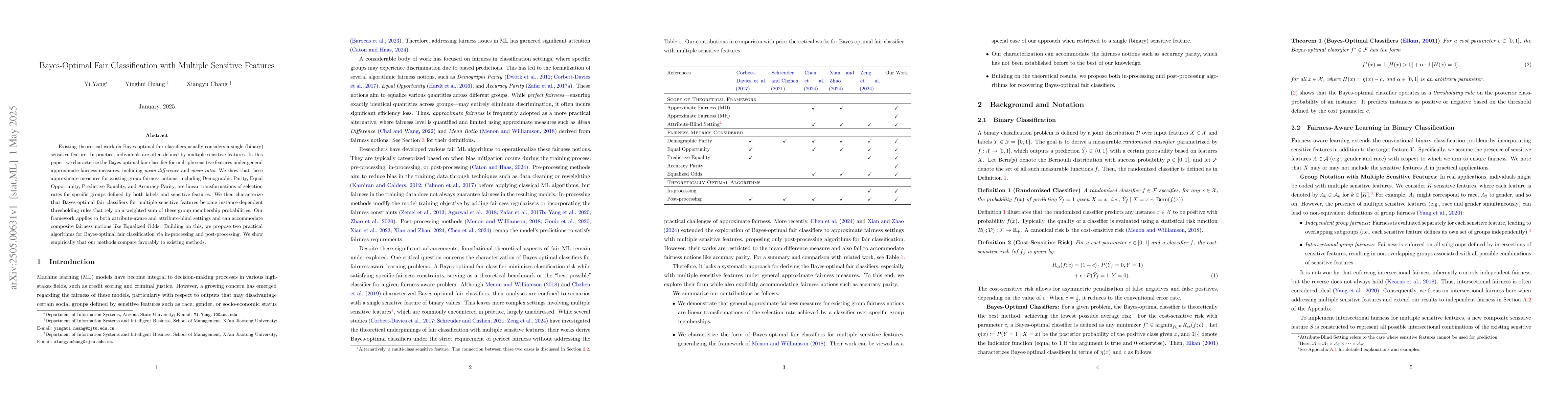 Thumbnail for Bayes-Optimal Fair Classification with Multiple Sensitive Features