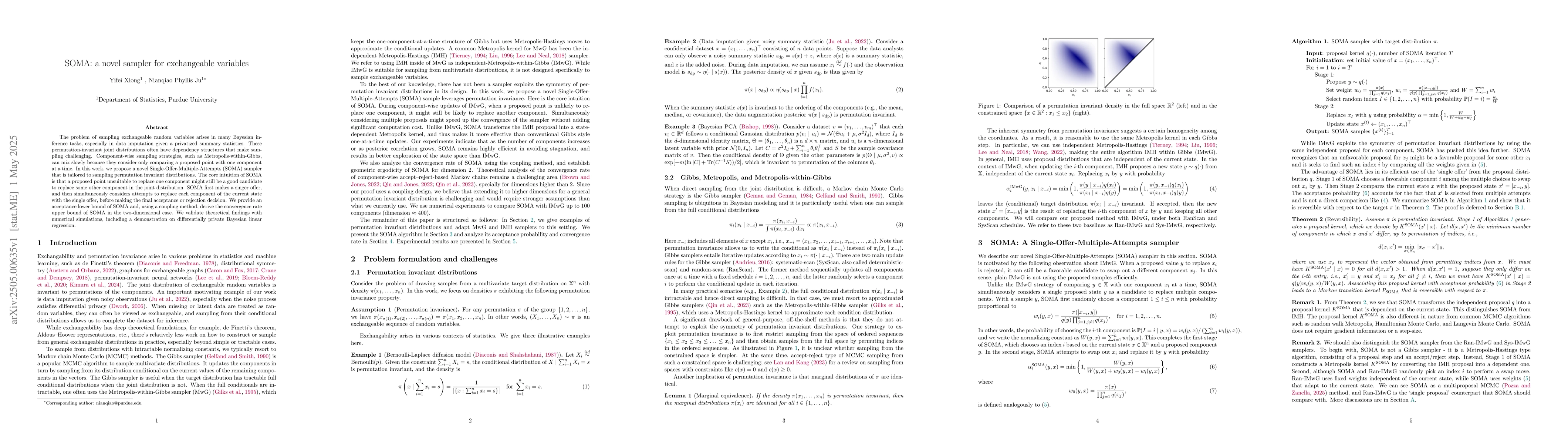 Thumbnail for SOMA: a novel sampler for exchangeable variables