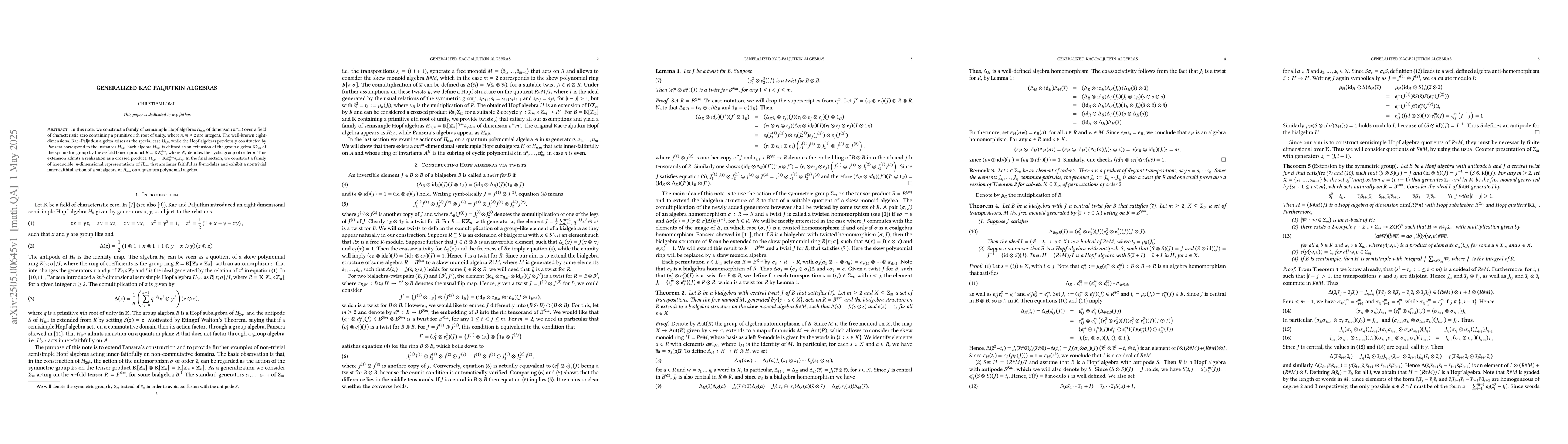 Thumbnail for Generalized Kac-Paljutkin algebras