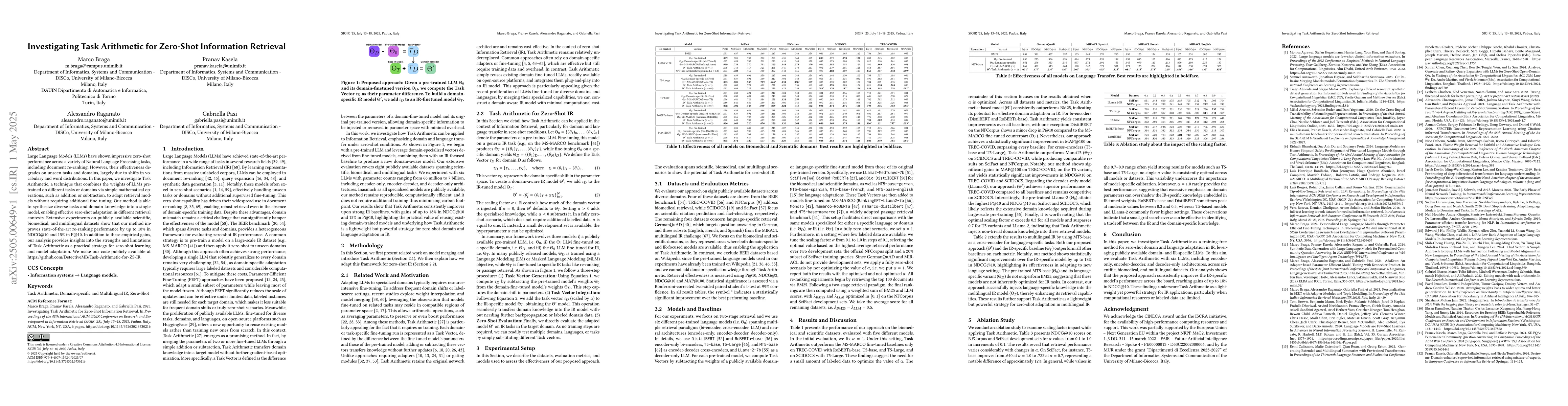 Thumbnail for Investigating Task Arithmetic for Zero-Shot Information Retrieval
