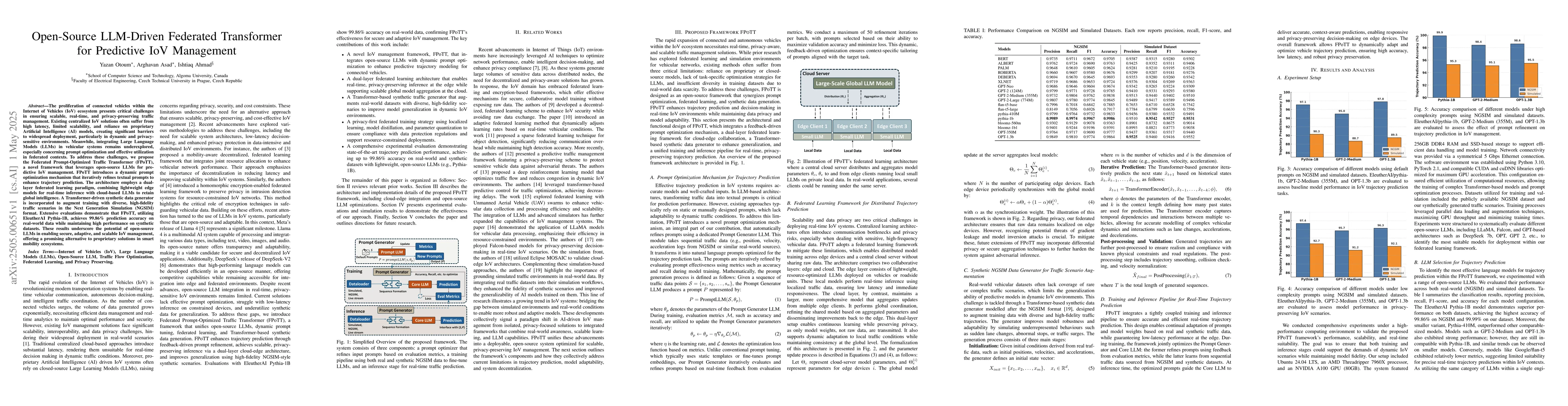 Thumbnail for Open-Source LLM-Driven Federated Transformer for Predictive IoV
  Management