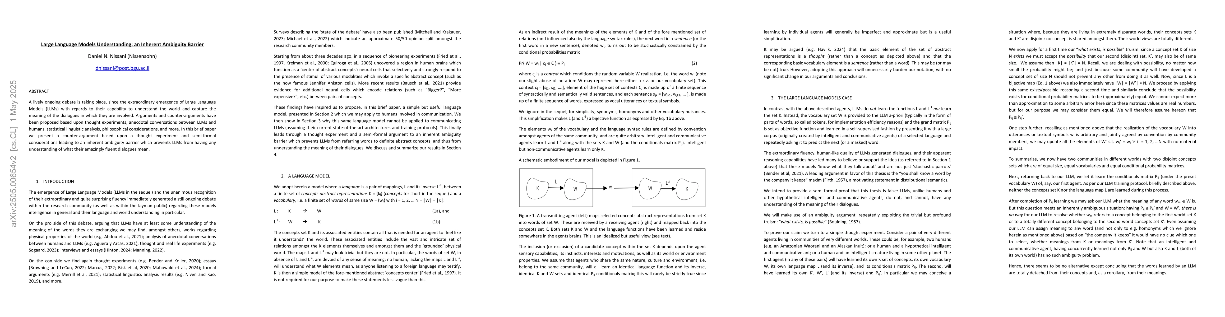 Thumbnail for Large Language Models Understanding: an Inherent Ambiguity Barrier