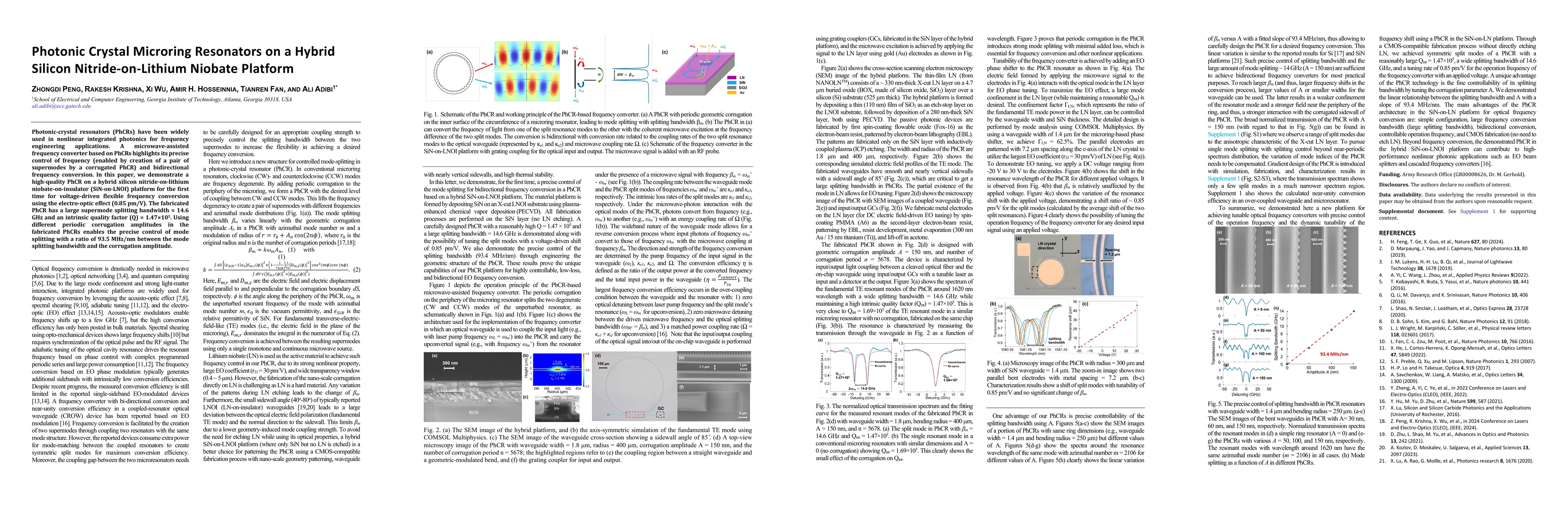 Thumbnail for Photonic Crystal Microring Resonators on a Hybrid Silicon
  Nitride-on-Lithium Niobate Platform