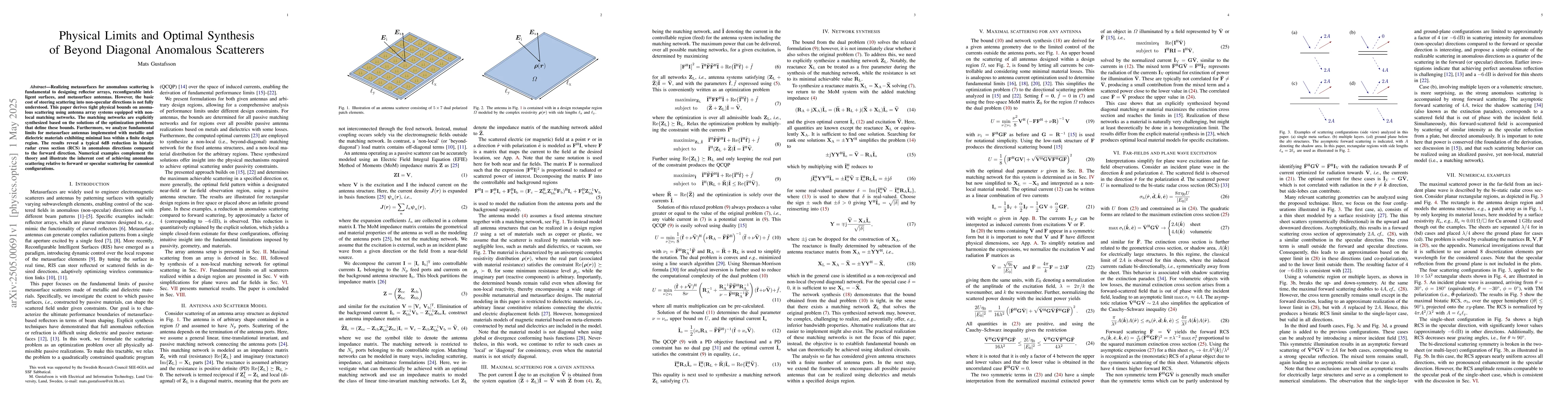 Thumbnail for Physical Limits and Optimal Synthesis of Beyond Diagonal Anomalous
  Scatterers