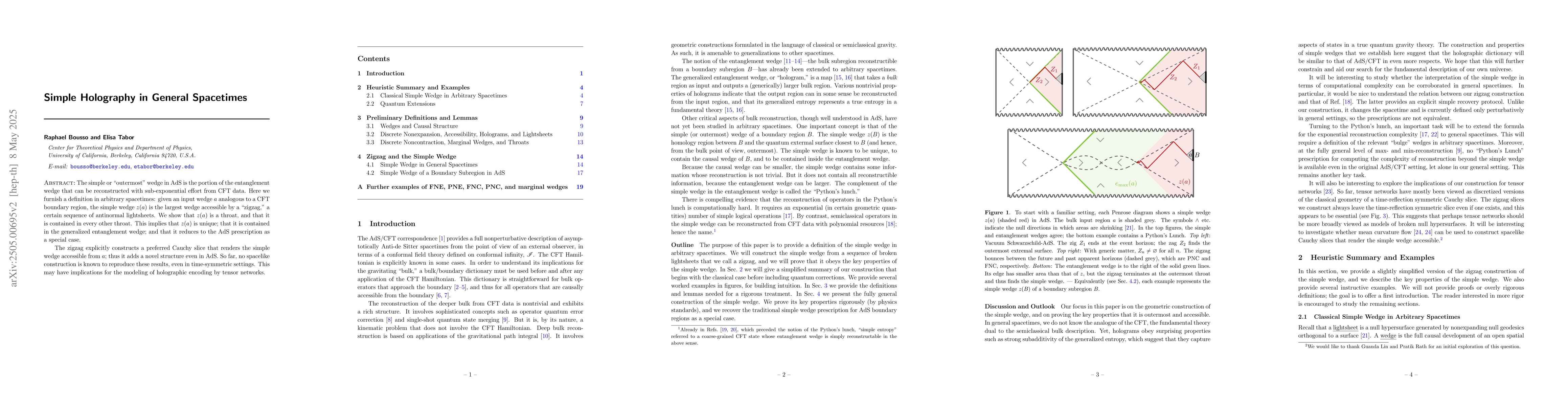 Thumbnail for Simple Holography in General Spacetimes