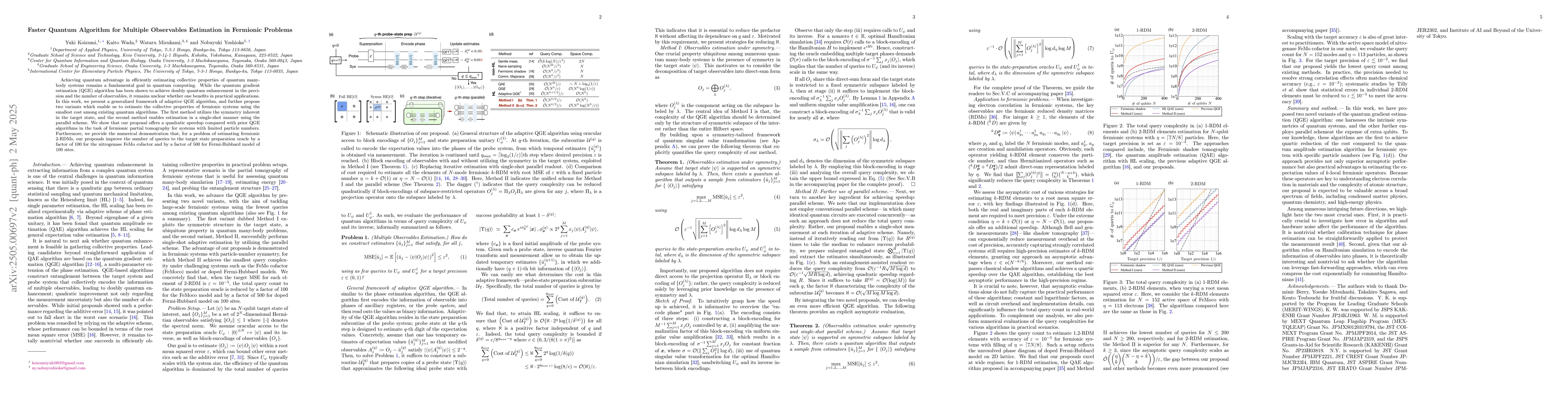 Thumbnail for Faster Quantum Algorithm for Multiple Observables Estimation in
  Fermionic Problems