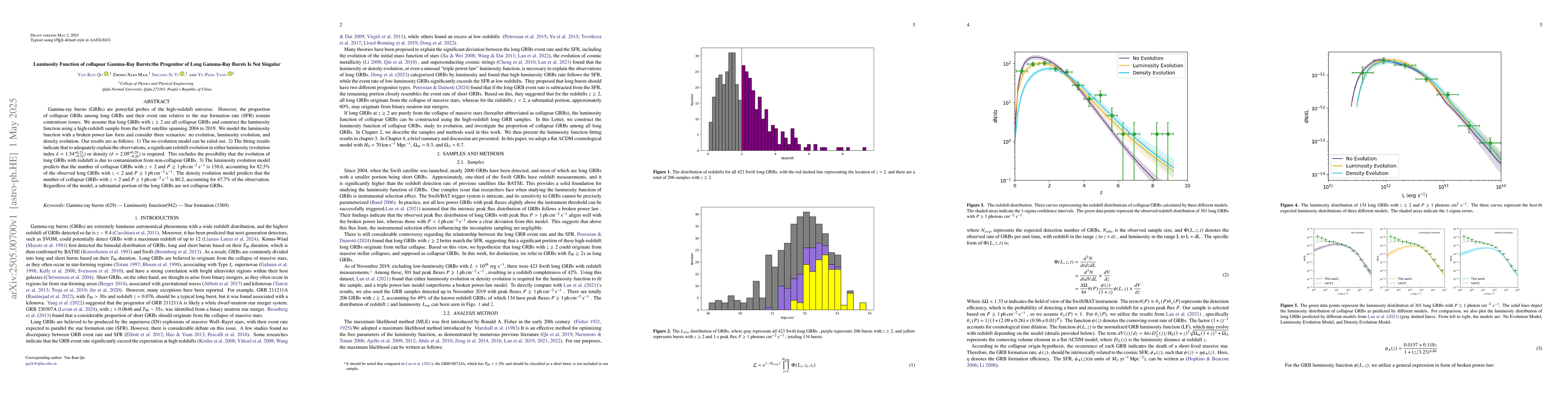 Thumbnail for Luminosity Function of collapsar Gamma-Ray Bursts:the Progenitor of Long
  Gamma-Ray Bursts Is Not Singular