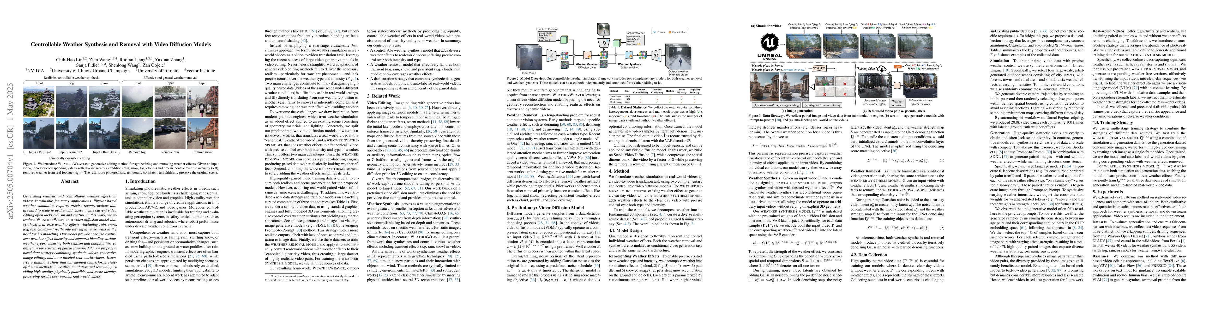 Thumbnail for Controllable Weather Synthesis and Removal with Video Diffusion Models