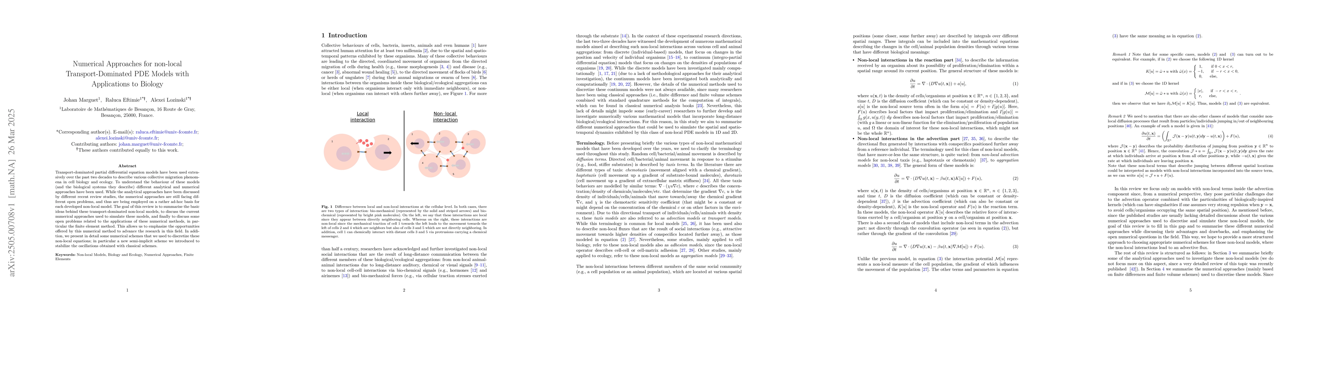 Thumbnail for Numerical Approaches for non-local Transport-Dominated PDE Models with
  Applications to Biology