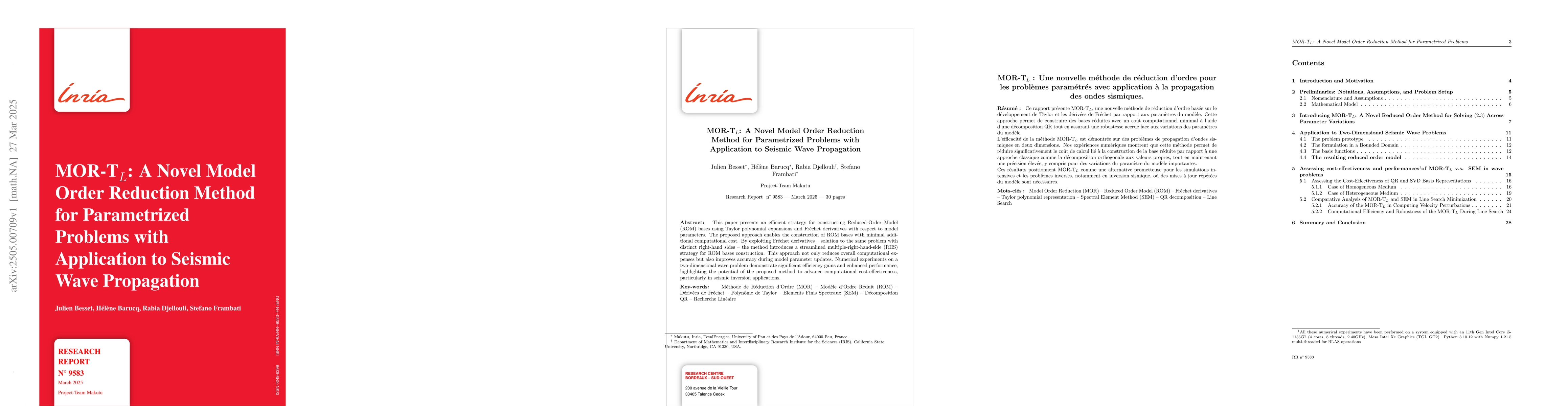 Thumbnail for MOR-T L : A Novel Model Order Reduction Method for Parametrized Problems
  with Application to Seismic Wave Propagation