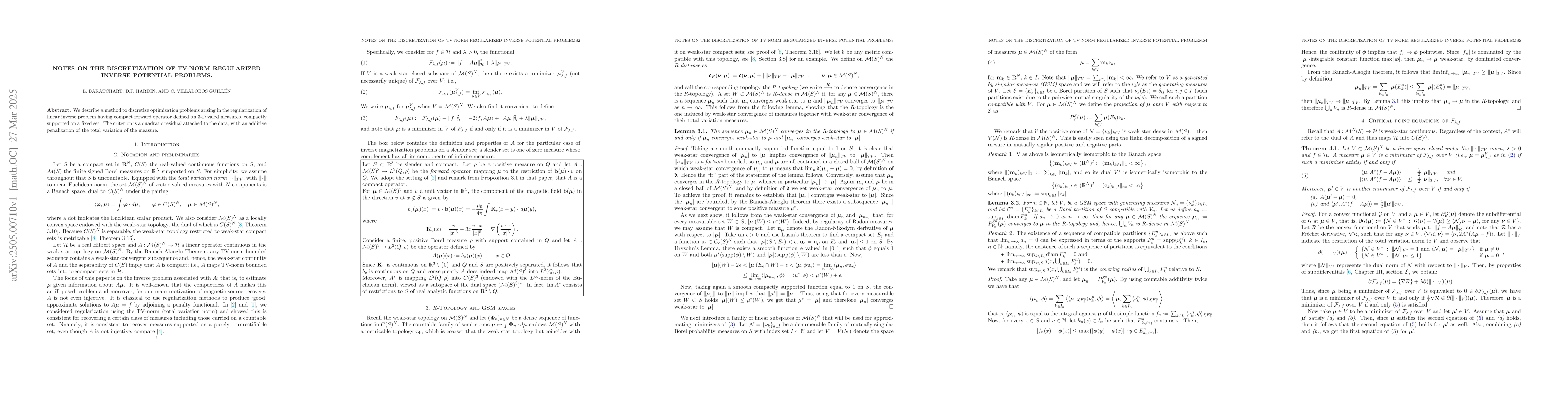 Thumbnail for Notes on the discretization of TV-norm regularized inverse potential
  problems