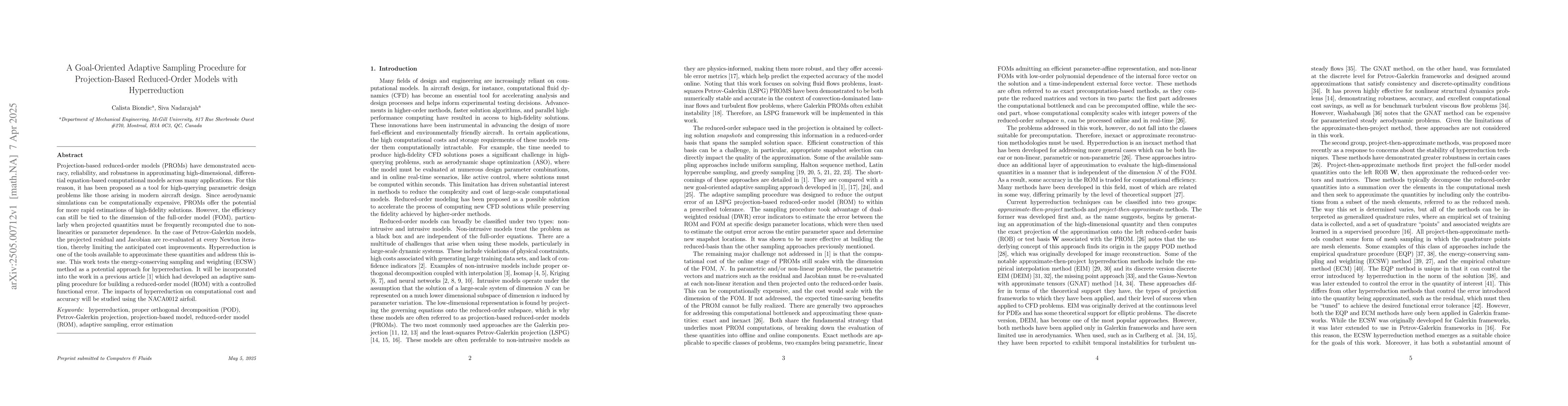 Thumbnail for A Goal-Oriented Adaptive Sampling Procedure for Projection-Based
  Reduced-Order Models with Hyperreduction