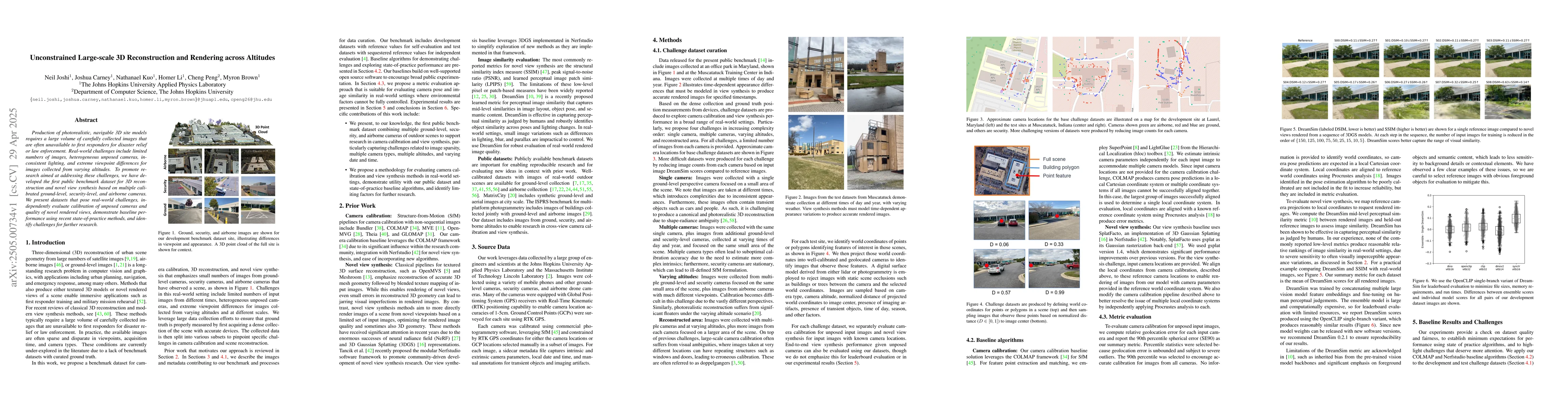 Thumbnail for Unconstrained Large-scale 3D Reconstruction and Rendering across
  Altitudes