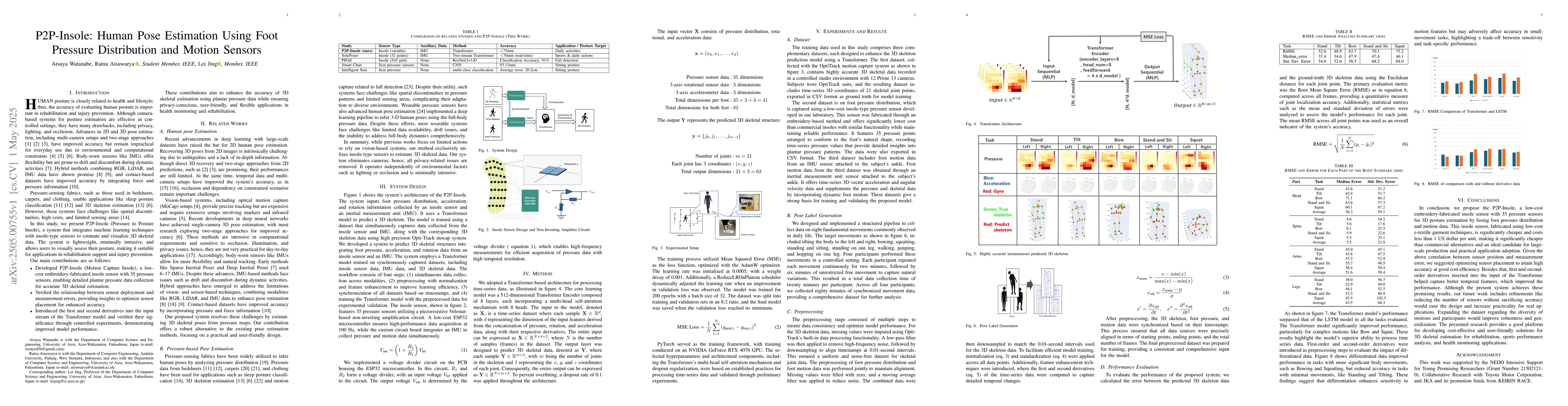 Thumbnail for P2P-Insole: Human Pose Estimation Using Foot Pressure Distribution and
  Motion Sensors