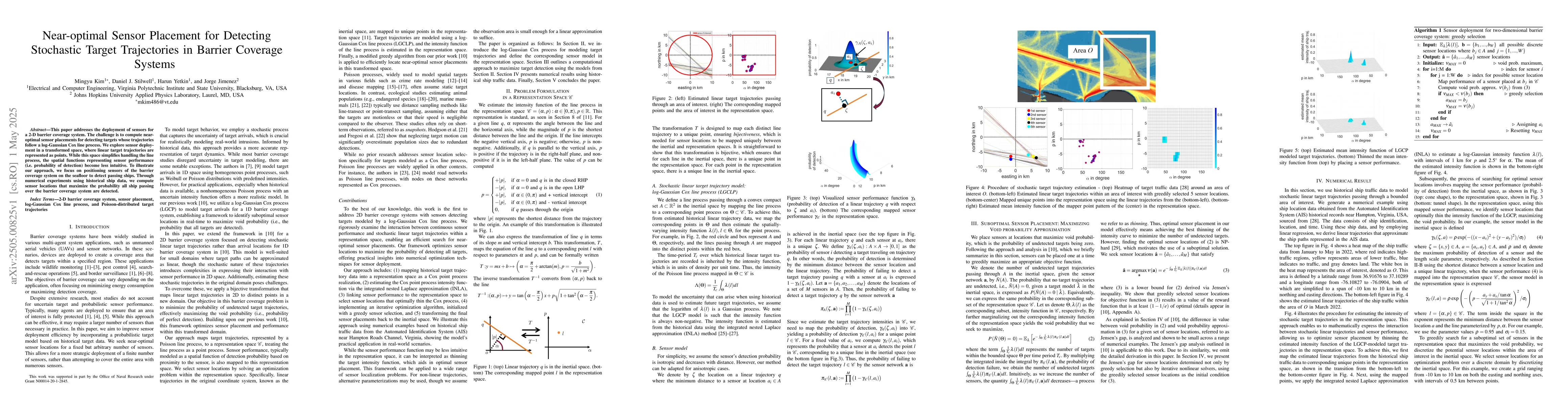 Thumbnail for Near-optimal Sensor Placement for Detecting Stochastic Target
  Trajectories in Barrier Coverage Systems