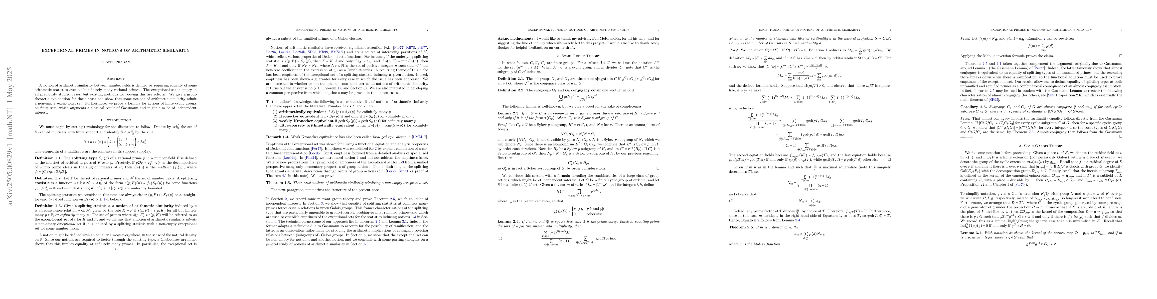 Thumbnail for Exceptional Primes in Notions of Arithmetic Similarity