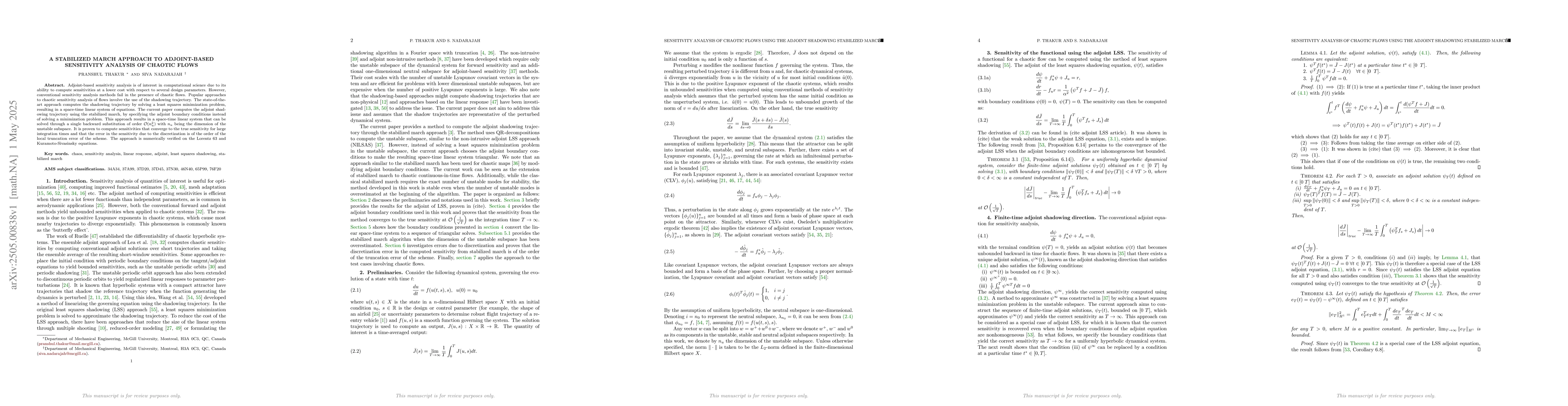 Thumbnail for A stabilized march approach to adjoint-based sensitivity analysis of
  chaotic flows